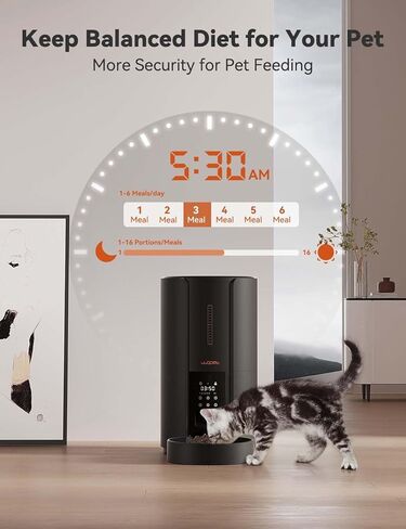 WOPET Automatic Cat Feeder, FT70 Plus 4L Auto Pet Dry Food Dispenser with Desiccant Bag for Cats and Dogs, Timed Cat Feeder Programmable 6 Meals Per Day, 10s Voice Recorder in Kuwait