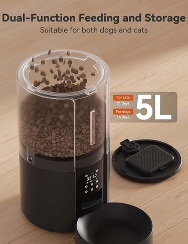 WOPET Automatic Cat Feeder, FT70 Plus 4L Auto Pet Dry Food Dispenser with Desiccant Bag for Cats and Dogs, Timed Cat Feeder Programmable 6 Meals Per Day, 10s Voice Recorder in Kuwait