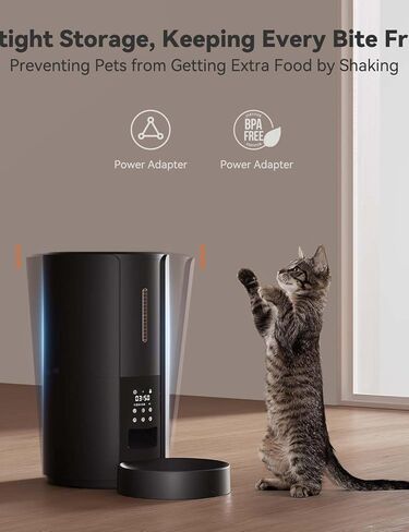 WOPET Automatic Cat Feeder, FT70 Plus 4L Auto Pet Dry Food Dispenser with Desiccant Bag for Cats and Dogs, Timed Cat Feeder Programmable 6 Meals Per Day, 10s Voice Recorder in Kuwait