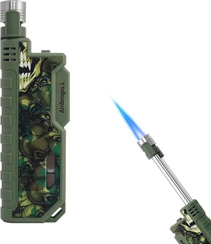 Ambrogio.L Jet Torch Lighter, Scalable Long Neck with Visible Gas Window for Kitchen Fireplace Camping Candle Grill BBQ Fireworks，Gas not included,Black in Saudi Arabia