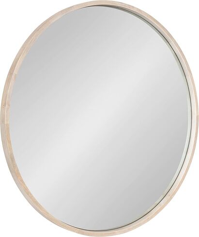 Kate and Laurel Valenti Farmhouse Round Wall Mirror, 28 inch Diameter, White, Decorative Circle Mirror in Kuwait