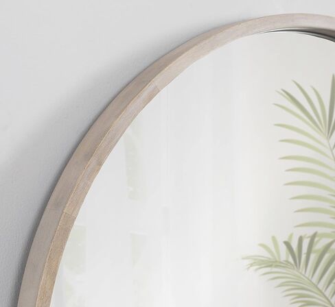 Kate and Laurel Valenti Farmhouse Round Wall Mirror, 28 inch Diameter, White, Decorative Circle Mirror in Kuwait