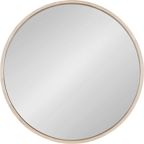 Kate and Laurel Valenti Farmhouse Round Wall Mirror, 28 inch Diameter, White, Decorative Circle Mirror in Kuwait