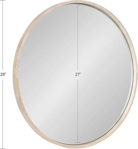 Kate and Laurel Valenti Farmhouse Round Wall Mirror, 28 inch Diameter, White, Decorative Circle Mirror in Kuwait