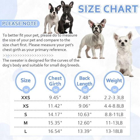 DENTRUN الكلاب الصغيرة سترة، فتاة صبي جرو الطقس البارد الياقة المدورة تريكو كلاسيكي شتاء دافئ ملابس الكلب، البلوز الكلب سترة سترة الكلب زي وتتسابق لDachshund، يوركي، تشيهواهوا، M in Kuwait