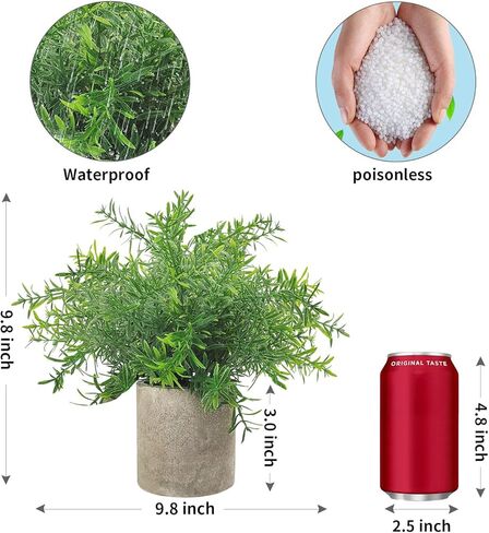 نباتات بلاستيكية صناعية صغيرة بوعاء من 3 قطع، نبات روزماري صناعي صغير لتزيين المنزل في الاماكن المغلقة، نباتات خضراء بطول 9.5 انش لحفلات الزفاف والمنزل والمكتب والحديقة والاماكن الداخلية والخارجية in Kuwait