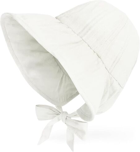JELLYTREE Baby Girl Sun Bonnet Wide Brim Toddler Sun Hat, 6M-24M | Soft breathable cotton baby sun bonnet. Wide brim for extra sun protection with cozy chin ties for toddlers. in Saudi Arabia