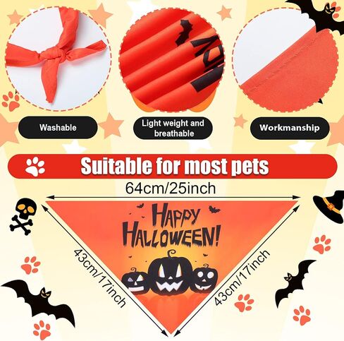 12 Pieces Halloween Dogs Bandanas Adjustable Triangle Bandana with Bat Ghost Pumpkin Patterns for Halloween Puppy Cat Costume PET Apparel Accessories (Pumpkin and Ghost) in Saudi Arabia
