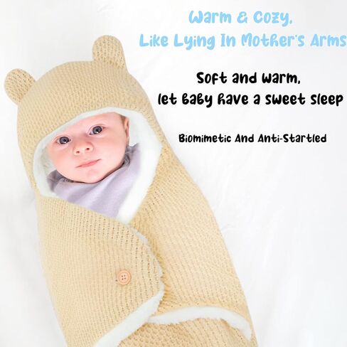 Baby Swaddle Blanket, Soft Plush Newborn Swaddle Wrap Baby Blankets, Cute Bear Unisex Baby Sleeping Bag for 0-6 Months Baby in Kuwait