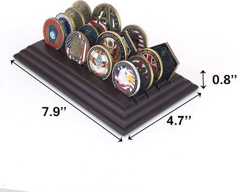 LZWIN 4 Rows Coin Holder, US Army Military Collectible Challenge Coin Display Case Wood Stand, Holds 16-20 Coins in Saudi Arabia
