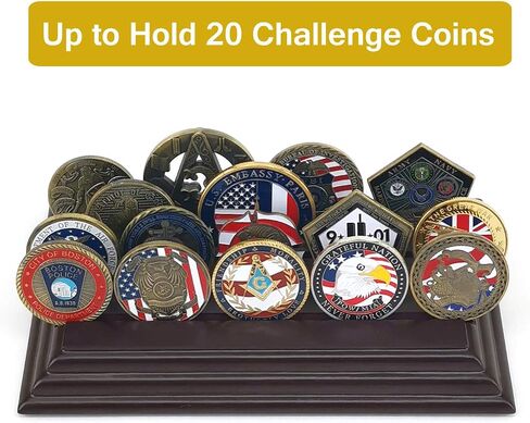 LZWIN 4 Rows Coin Holder, US Army Military Collectible Challenge Coin Display Case Wood Stand, Holds 16-20 Coins in Saudi Arabia