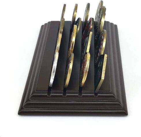 LZWIN 4 Rows Coin Holder, US Army Military Collectible Challenge Coin Display Case Wood Stand, Holds 16-20 Coins in Saudi Arabia