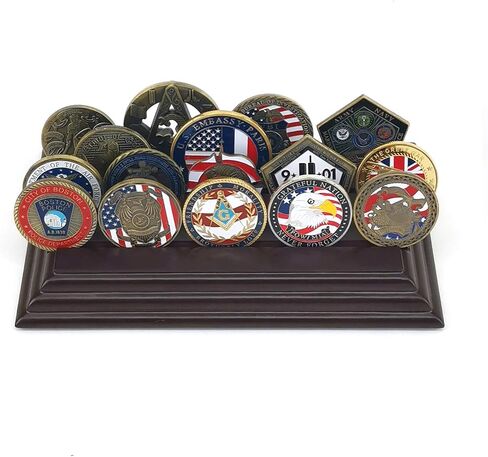 LZWIN 4 Rows Coin Holder, US Army Military Collectible Challenge Coin Display Case Wood Stand, Holds 16-20 Coins in Saudi Arabia