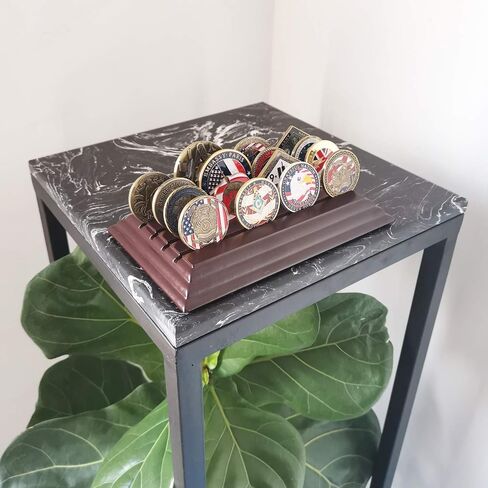 LZWIN 4 Rows Coin Holder, US Army Military Collectible Challenge Coin Display Case Wood Stand, Holds 16-20 Coins in Saudi Arabia