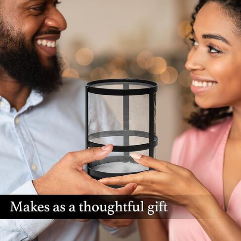 Eunoia Metal Candle Holder, Decorative Candle Holder for Pillar Candles with Removable Glass, Table Centerpiece Vintage Decorations for Home Parties Wedding Decor, Black in Kuwait