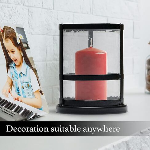 Eunoia Metal Candle Holder, Decorative Candle Holder for Pillar Candles with Removable Glass, Table Centerpiece Vintage Decorations for Home Parties Wedding Decor, Black in Kuwait