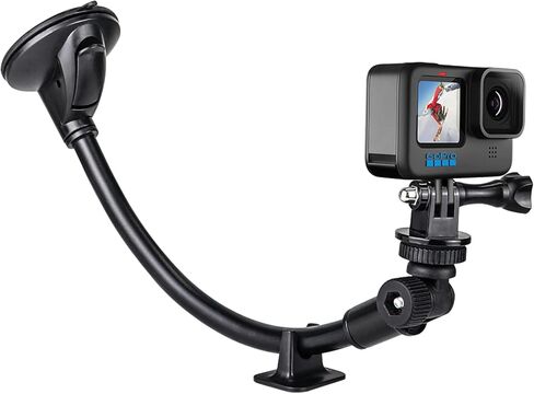 Gooseneck Suction Cup Camera Car Mount, Aozcu Vehicle Windshield Window Camera Holder with Super Sticky Sucker for GoPro Hero 10 9 8 7 6 Black 5 Session, AKASO EK700, Dash Cam and More Action Cameras in Kuwait