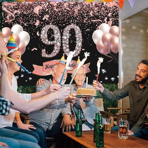 زينة عيد الميلاد التسعين من Trgowaul للنساء - لافتة خلفية لعيد الميلاد التسعين باللون الذهبي الوردي لها، لوازم حفلات عيد ميلاد سعيد وخلفية لوازم التصوير الفوتوغرافي in Kuwait