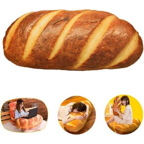 LZYMSZ وسادة خبز زبدة محاكاة ثلاثية الأبعاد، وسادة ظهر قطنية ناعمة مقاس 23.6 بوصة من الرغيف الفرنسي، وسادة محشوة على شكل خبز قطيفة، لعبة وسادة جسم الخبز المغلفة بالسكر، هدية لمكتب غرفة النوم الأريكة (23.6، زبدة) in Kuwait