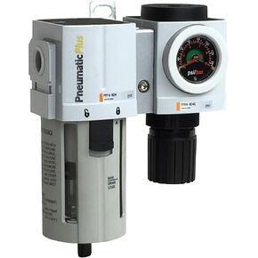 PneumaticPlus PPC4B-N04G Air Filter Regulator Modular Combo 1/2" NPT - Manual Drain, Poly Bowl, Embedded Gauge in Saudi Arabia