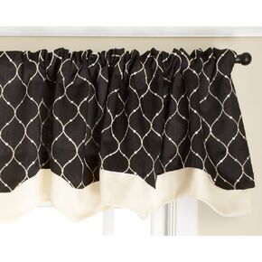Style Master Bleecker Embroidered Layered Valance with Lining, 54" x 17", Mocha