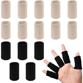 20 PCS Finger Sleeves Protectors, Sport Finger Sleeves Finger Splints Thumb Finger Brace Support Elastic Thumb Sleeves for Relieving Pain Arthritis Trigger Finger(Blue Black)