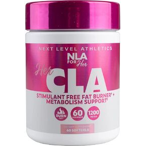NLA For Her CLA، 1200 مجم، 60 قطعة - بدون كافيين أو منشطات، يساعد في حرق الدهون، وزيادة التمثيل الغذائي، ويعزز جهاز المناعة، ويزيد القوة والقدرة على التحمل، ويحرق السعرات الحرارية مع أحماض أوميجا 6 الدهنية in Kuwait