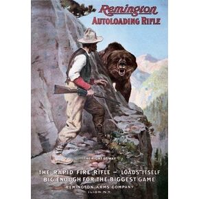 Kexle Poster Remington Autoloading رايفل Right of Way Bear Hunting Retro Vintage Tin Sign - 8X12 in Kuwait
