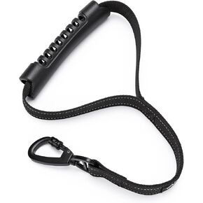 Short Dog Leash with Comfortable Handle Reflective Heavy Duty Short Leash for Dog Training Control (Black)