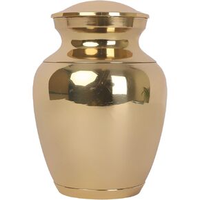 HANDTECHINDIA Brass Cremation Urn Memorials Urns for Human Ashes Suitable for Funeral Cemetery (5 INCH)
