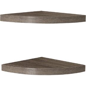 Danya B. Small Floating Wall Mount Laminate Corner Radial Accent Shelves (Set of 2) (Black) in Saudi Arabia