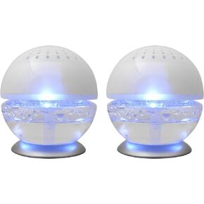 2 Units EcoGecko Little Squirt Glowing Water, Air Revitalizer, Air Freshener, Room Aromatizer, Aroma and Essential Oil Diffuser with 10ML Lavender Oil, Silver