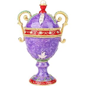QIFU Hand Painted Purple Faberge Egg Style Enamel Trinket Box Hinged, Unique Gift for Family in Kuwait