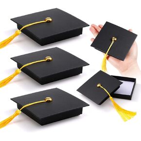 Spakon Graduation Box Graduation Cap Card Candy Boxes Black Gift Cards Box Cap Graduation Candy Box with Tassel DIY Decorative Boxes for Graduation Favor, 2.95inch X 2.95inch in Saudi Arabia