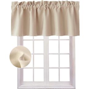 Hiasan Valance Curtains for Kitchen Blackout Thermal Insulated Solid Window Curtain Valance, Beige, 60 x 18 Inches, 1 Panel in Kuwait