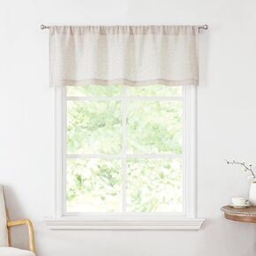 Valea Home Waffle الكتان الستارة للمطبخ ريفي مزرعة نافذة الخام الستار الستائر طول 18 بوصة لغرفة المعيشة الحمام، الطبيعية، 1 لوحة in Kuwait