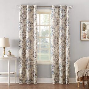 Sun Zero Regina Floral Watercolor Energy Efficient Grommet Curtain Panel, 40" x 84", Gray in Saudi Arabia