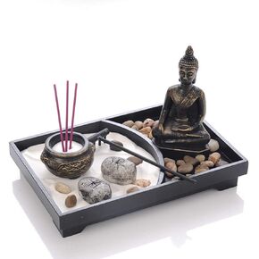 ديكور بوذا الروحي، ديكور حديقة زن لسطح الطاولة مع مبخرة احجار رمال بوذا، مجموعة تمثال تامل سلمي لديكور المنزل، هدية للاسترخاء in Kuwait