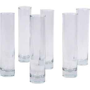 Koyal Wholesale 7.5 Inch Tall Clear Glass Cylinder Bud Vase Set of 6, Bulk Bud Flower Vases Holder, Wedding Centerpieces in Saudi Arabia