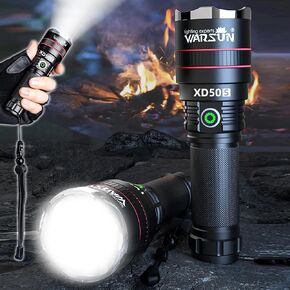 مصباح يدوي من WARSUN عالي اللومن قابل لإعادة الشحن من 2 عبوة من مصباح يدوي تكتيكي 7100 لومن فائق السطوع ضوء عالي الطاقة قابل للتكبير التخييم للطوارئ in Kuwait