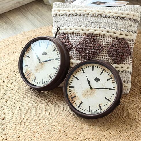NIKKY HOME Bear Clock Double Sided Wall Clock Cabin Home Decor Rustic Forest Farmhouse Vintage Metal Cute Hanging Large Clock Nature Animal Decorative Gift for Living Room Bedroom Kitchen, Brown Bear in Saudi Arabia