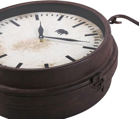 NIKKY HOME Bear Clock Double Sided Wall Clock Cabin Home Decor Rustic Forest Farmhouse Vintage Metal Cute Hanging Large Clock Nature Animal Decorative Gift for Living Room Bedroom Kitchen, Brown Bear in Saudi Arabia