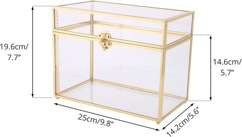 NCYP 9.8 x 5.6 x 7.7 Inch Glass Card Box with Lid for Wedding Reception, Envelope, Keepsake - Rectangular Vintage Terrarium Container, Clear Party Centerpiece, Black (Glass Box Only) in Saudi Arabia
