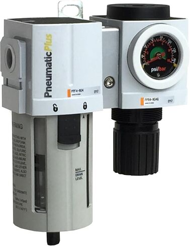 PneumaticPlus PPC4B-N04G Air Filter Regulator Modular Combo 1/2" NPT - Manual Drain, Poly Bowl, Embedded Gauge in Saudi Arabia