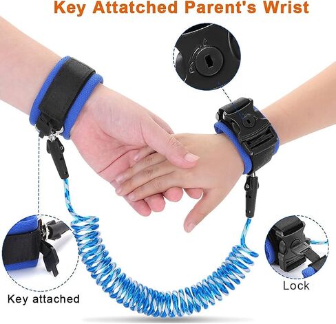 سلسلة معصم مضادة للفقدان مقود للأطفال مع أقفال أمان مطورة للأطفال الرضع والأطفال وسوار المعصم للأنشطة الخارجية والتسوق (وردي 8.2 قدم) in Kuwait