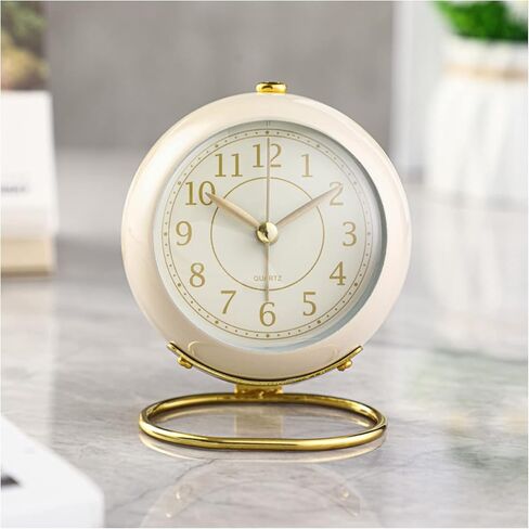 ليوانج ساعة استيقاظ مكتب عتيقة بتصميم رقم روماني للاطفال وطاولة غرفة النوم وجانب السرير وديكور المنزل، ابيض كريمي in Kuwait