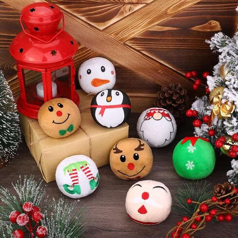 بيدجوت 8 قطع عيد الميلاد القطيفة للكلاب التي تصدر صوتًا، ألعاب مضغ محشوة، لعبة تفاعلية للجرو المتين تتضمن البطريق، الأيائل، العفريت، الغول، سانتا كلوز، رجل الثلج للكلاب الصغيرة والمتوسطة والكبيرة in Kuwait