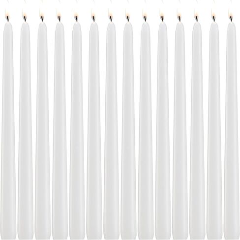 شموع عاجية - مجموعة من 14 شمعة بدون قطرات - بطول 30.48 سم، وسمك 3/4 بوصة - احتراق نظيف لمدة 10 ساعات in Kuwait