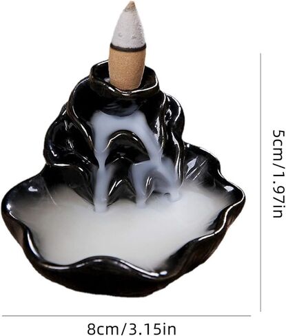 مبخرة من السيراميك بتدفق عكسي، حامل بخور شلال، مبخرة سيراميك ابداعية مصنوعة يدويا لتدفق عكسي للمنزل والمقهى وديكور غرفة اليوجا in Kuwait