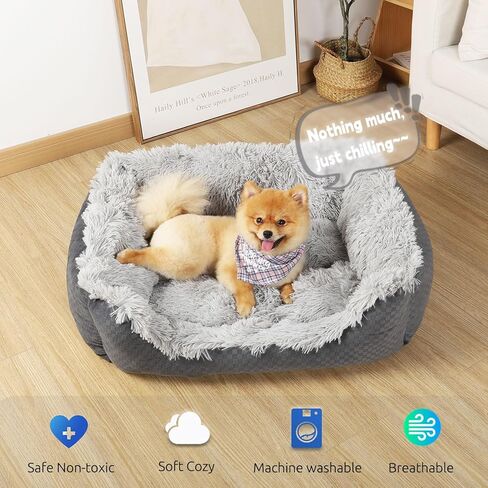Large Dog Beds for Medium Small Dogs, Orthopedic Dog Sofa Bed Soft Calming Puppy Dog Bed, Durable Washable Puppy Bed Medium Large Dog Bed Square, Comfortable Puppy Dog Bed in Kuwait